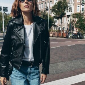 Zara faux leather biker jacket